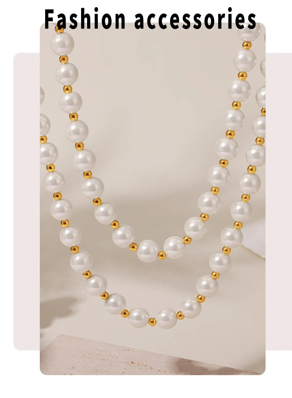 Necklace for Women No Fade Clavicle Chain 12mm White Shell Beaded Stainless Steel Charm Female Jewelry Gift