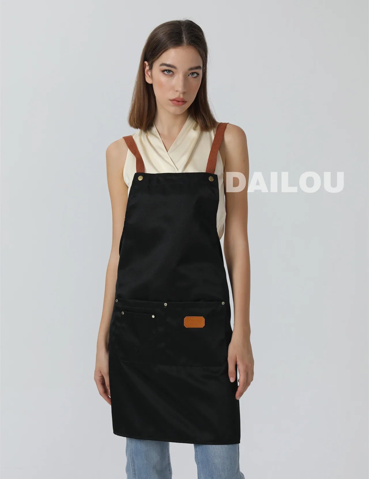 New Fashion Kitchen Aprons for Woman Men Chef Work Apron for Grill Restaurant Bar Shop Cafes Beauty Nails Studios Uniform