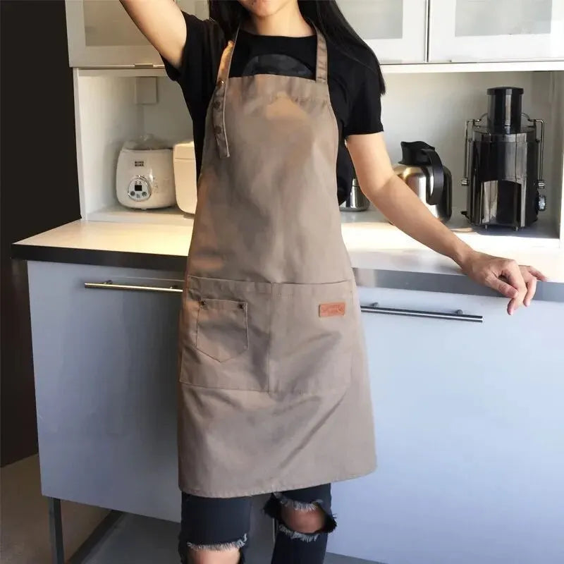 New Fashion Kitchen Aprons for Woman Men Chef Work Apron for Grill Restaurant Bar Shop Cafes Beauty Nails Studios Uniform
