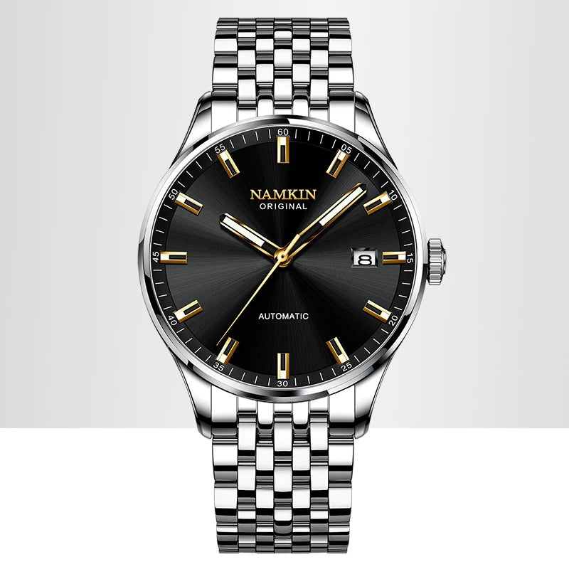 Wrist Silver Wing Pioneer! NAMKIN original timepiece, light sensitive dial with stainless steel chain strap