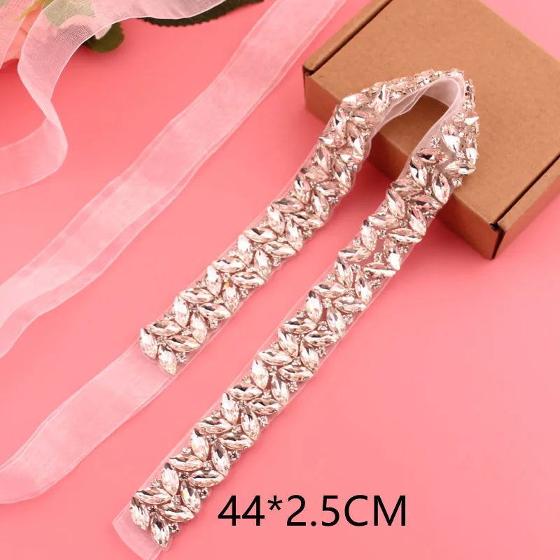 Crystal bridal belt with ribbons, handmade silver wedding belt, cookie patient belt for wedding evening dresses