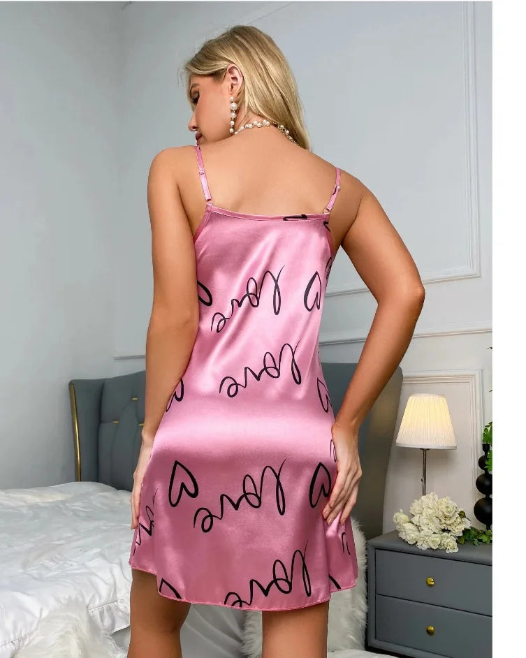 Women Sexy Sleeveless Nightdress Satin Chemise Lingerie Sleepwear Night Dress Cami Slip Dress Nightwear Nightgowns