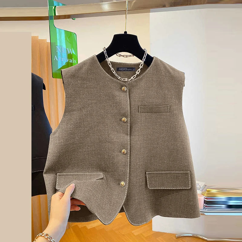 ZANZEA Outerwear 2025 Fashion Women Vests Thin Coats Sleeveless Casual Loose Solid Color Elegant Streetwear Summer Buttons Shirt