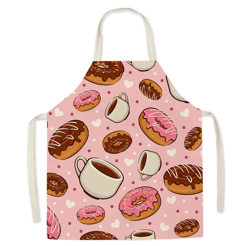 Fashion Kitchen Apron for Men Women Kid Lemon Desserts Printed Cotton Linen Sleeveless Aprons Home Cooking Baking Cleaning Tools