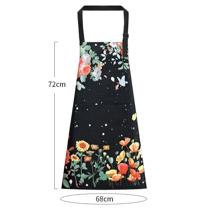 Kitchen Apron Household Waterproof and Oil-proof Kitchen Apron Cooking Baking Work Clothes Drawing Aprons Art Smock for Women