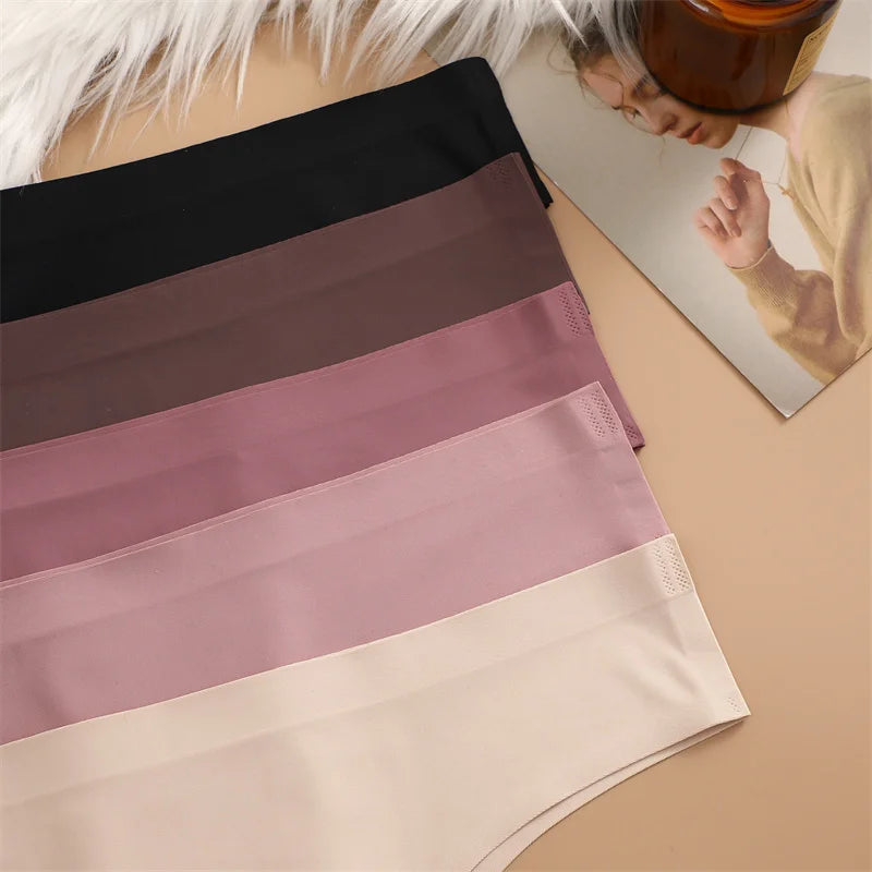 3PCS Women's Ultra-thin Seamless Panties Sexy Low Rise Brazilian Panties Ice Silk Underwear Sexy Panty Low Waist G-string Female