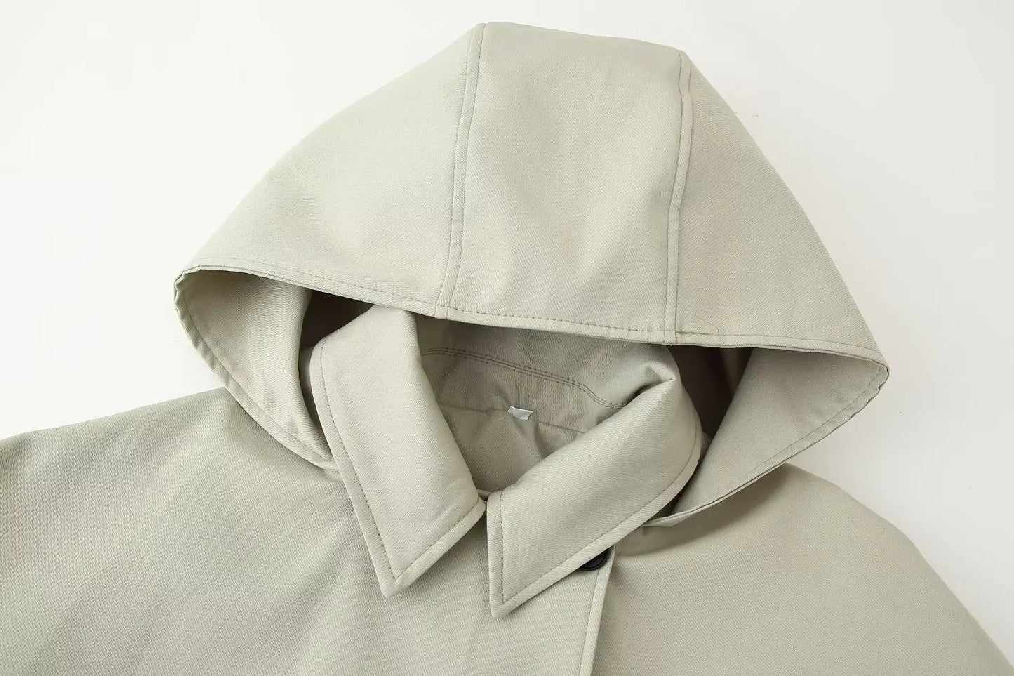 Windbreaker Outerwears Women Hood Cropped Jacket Trench Coat 2025 Autumn Long Sleeve Turn-Down Collar Casual Buttons Coats Cloth