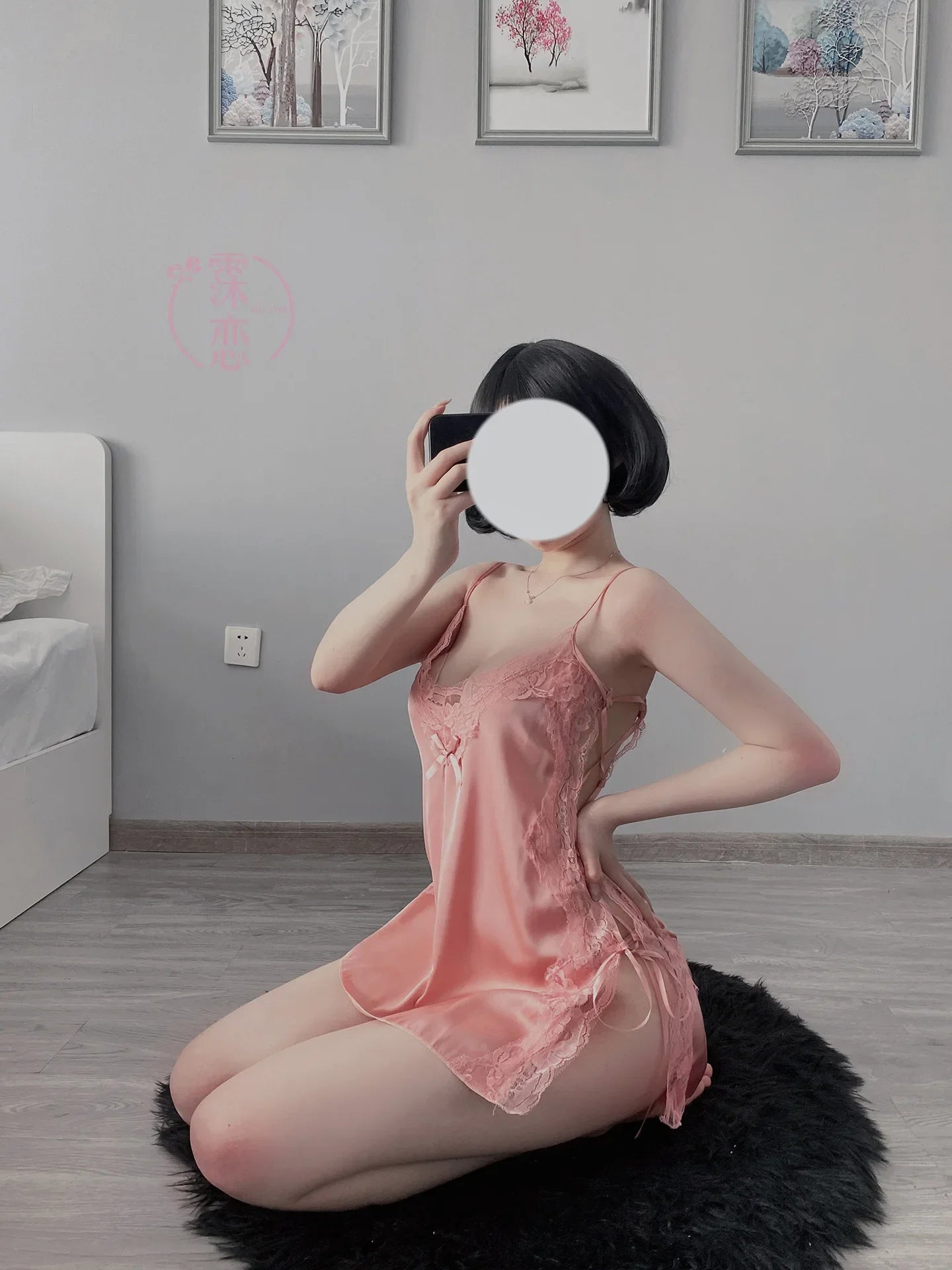 Satin Nightgown Lady Sexy Bowknot Lace Lingerie Spaghetti Strap Night Dress For Women Nighties Sleeveless Sleepwear Nightwear