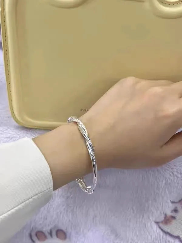 925 Silver plated original pretty weave bracelets Bangles for women fashion party wedding engagement jewelry Adjustable size
