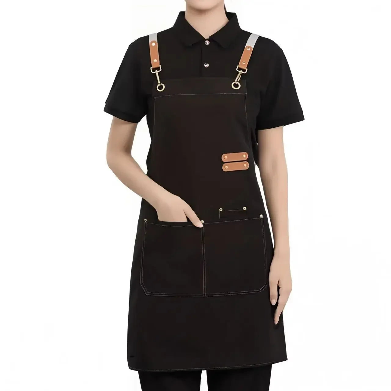 Kitchen Waterproof Apron Manufacturers Customized Logo Apron With Pockets for Restaurant Bar Shop Cafes Beauty Nails Studios