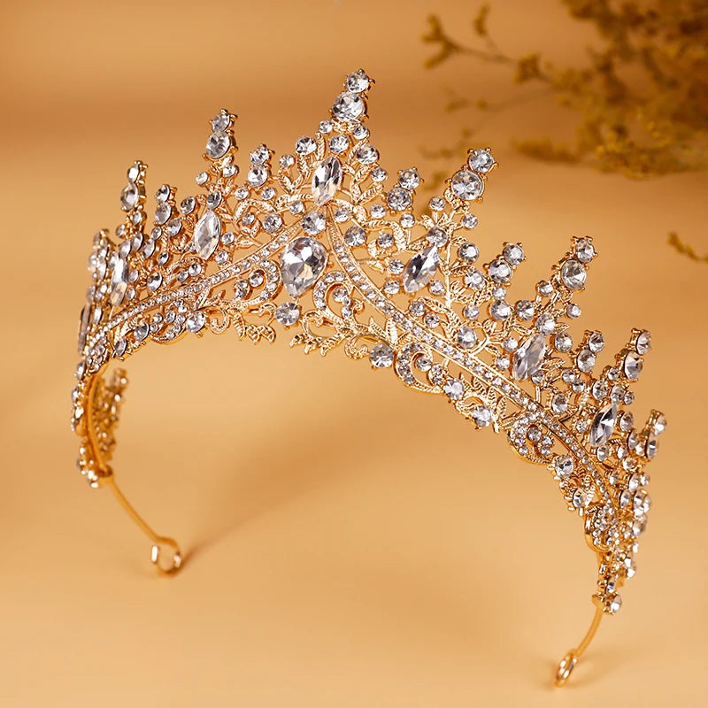 Bridal Headwear - A Golden Lady Fashion Wedding Crown, Rhinestone Classic Princess Tiaras