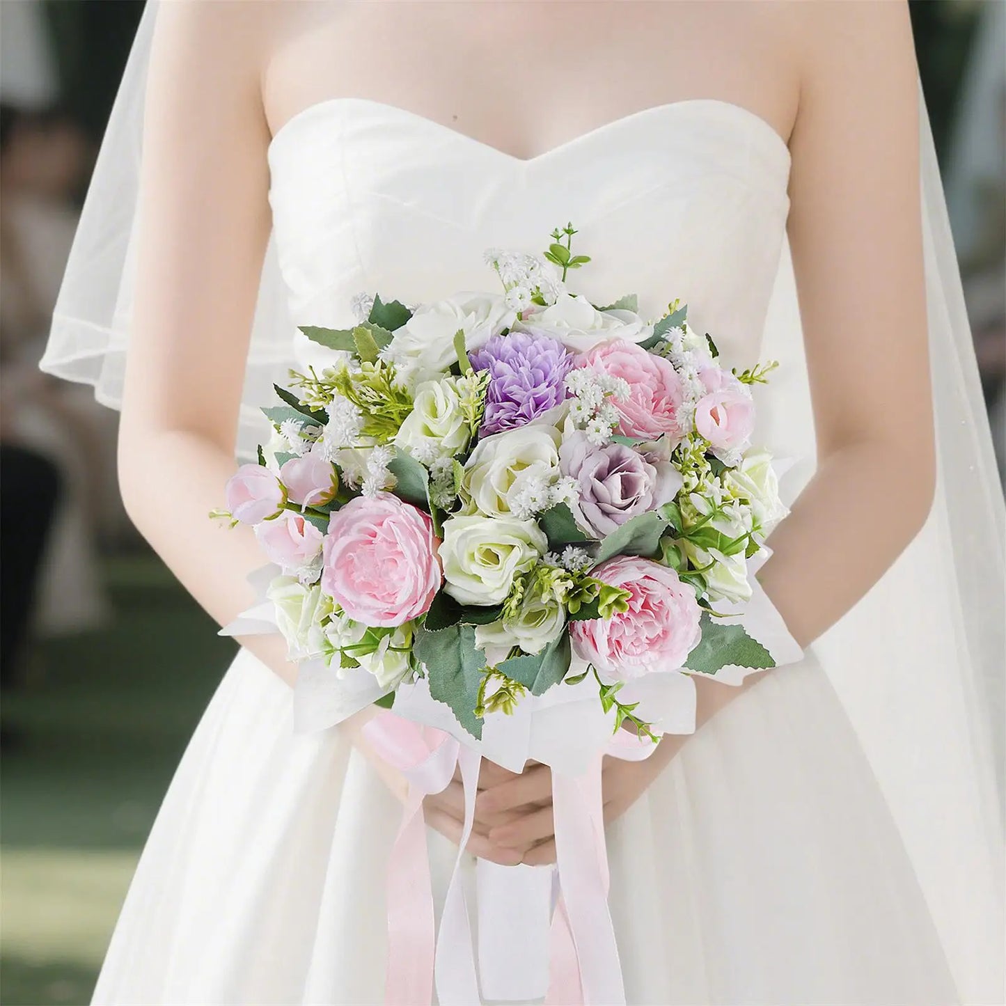 Wedding Bride Bouquets Elegant Wedding Accessories Artificial Bridal Bouquet for Party Wedding Photo Prop Anniversary Decoration