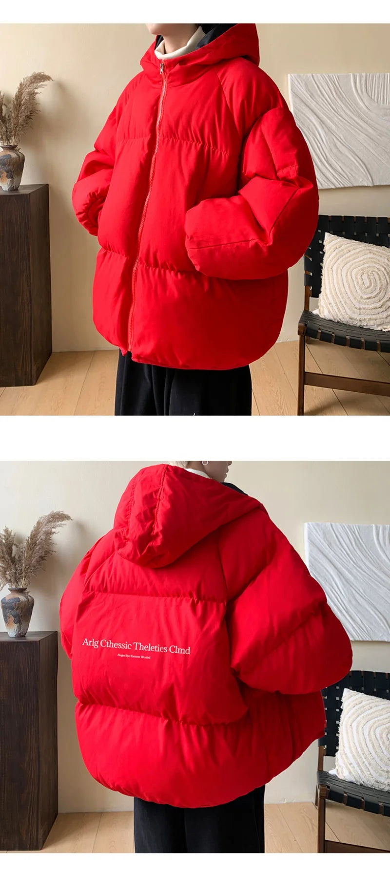 Winter Bread Jacket Winter for Men Fashion Warm Male Parkas Big Size Letter Print Men's Cotton Coat Oversize Men Clothing 2024