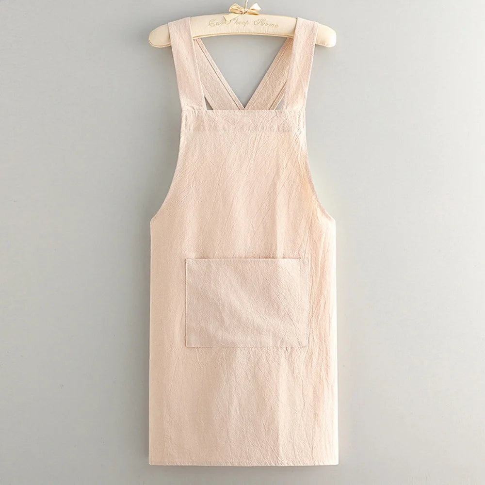 Kitchen Apron Loose Comfortable Cotton Cloth Apron Kitchen Cleaning Apron Breathable Waist Work Clothes For Painting Barber