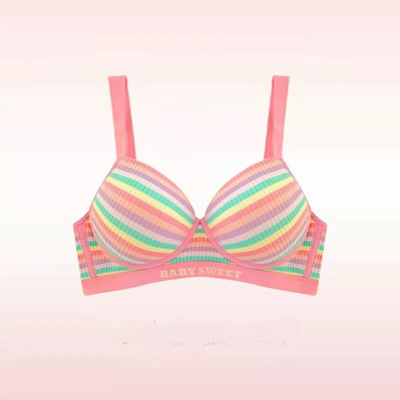 Sexy Bra for Women Tops Dopamine Rainbow Girl Seamless Bra Steel Ring Free Underwear Lingerie Bralette