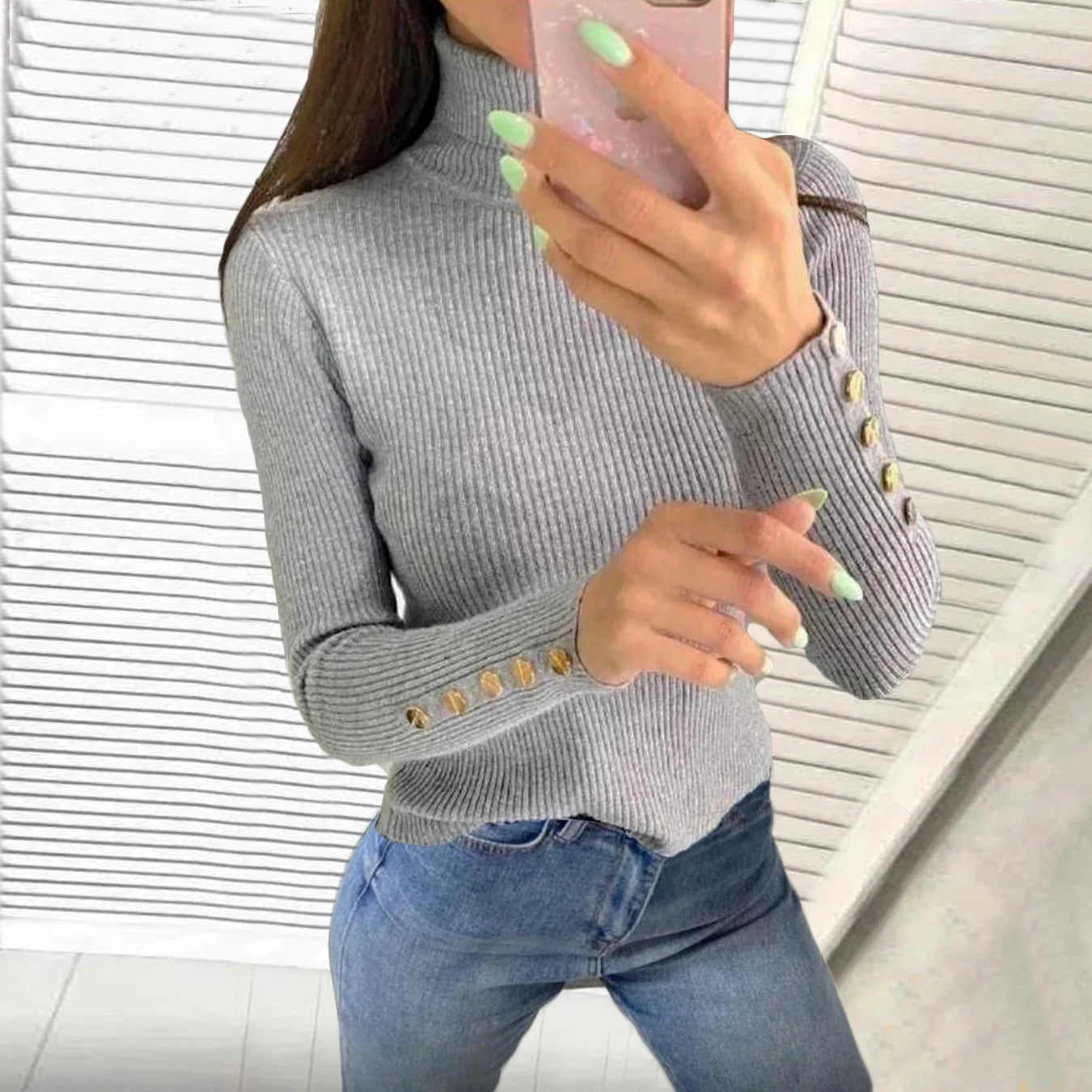 Elegant Sweaters Woman Sueter Negro Sueter Feminino Women's Autumn High Neck Pullover Knitted Sweater New  Tops Mujeres Juvenil