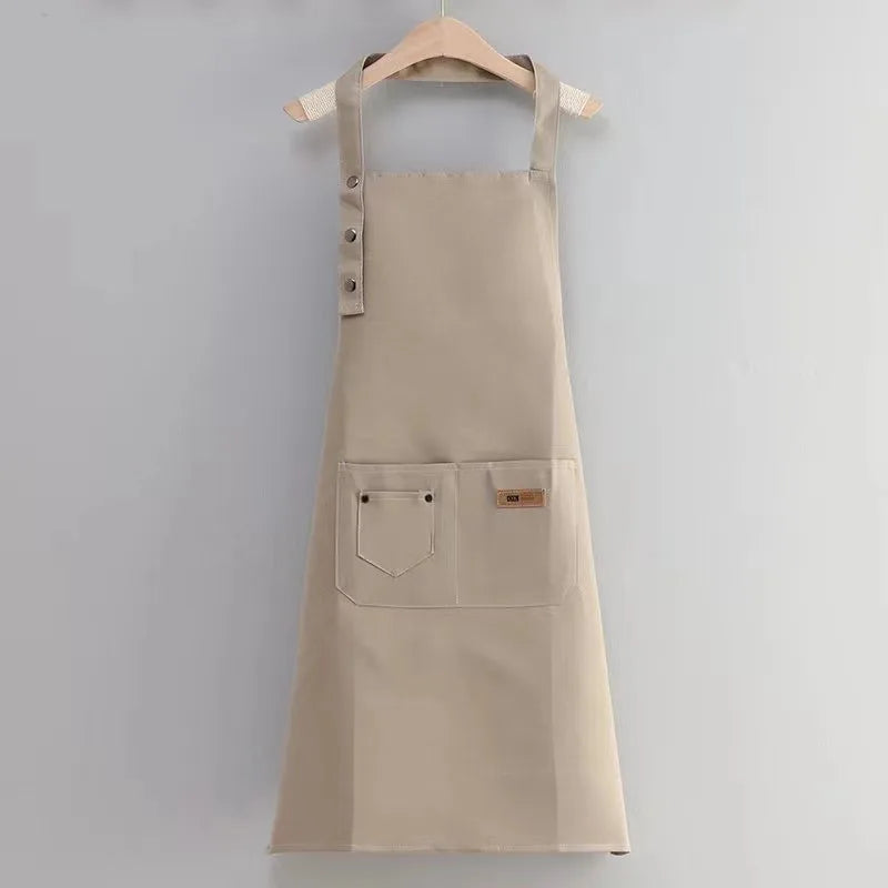 Kitchen Cooking Apron Female Male Pocket Adjustable Waterproof Thickened Apron Baking Bar Restaurant Cafe Working Clothes