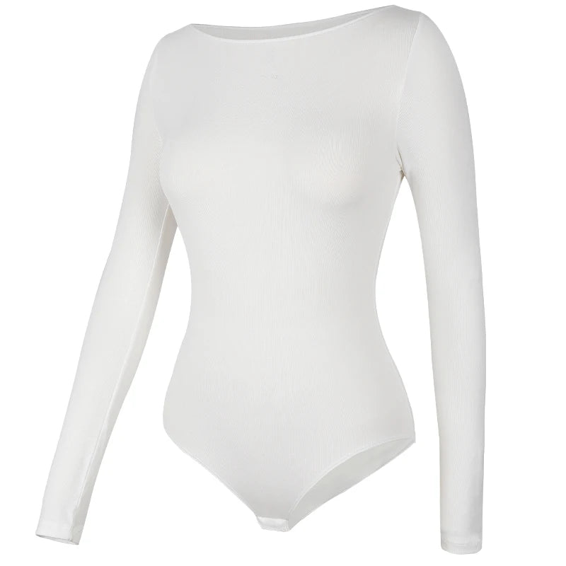Women's Round Collar Elastic Bodysuit Long Sleeve Jumpsuit Shapewear Shaper Lady Sexy New Female Warm Clothes Autumn Winter