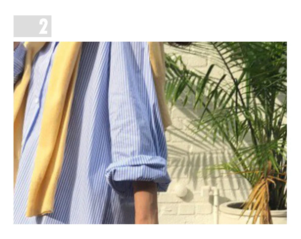 Women's Skirt Popular Fashion Casual Office Lady Dress New Korean Striped Versatile Lapel Female Long Sleeved Long Classic Skirt