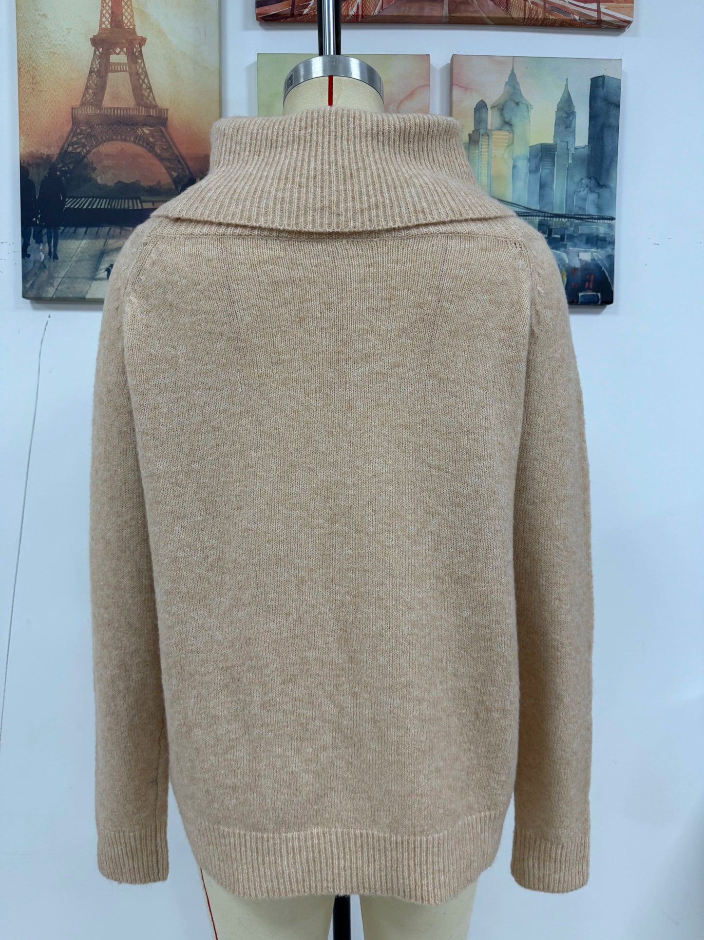 Women Sweater 2024 Winter Casual Heaps Collar Knitted Solid Long Sleeve Pullover Ladies Autumn Trend Warm Off Shoulder Jumpers