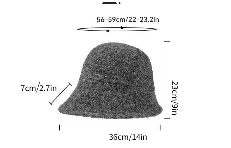 Fisherman's Hat for Women Autumn/Winter Knit Bucket Hat Face-Slimming Textured Bucket Hat Warm and Soft