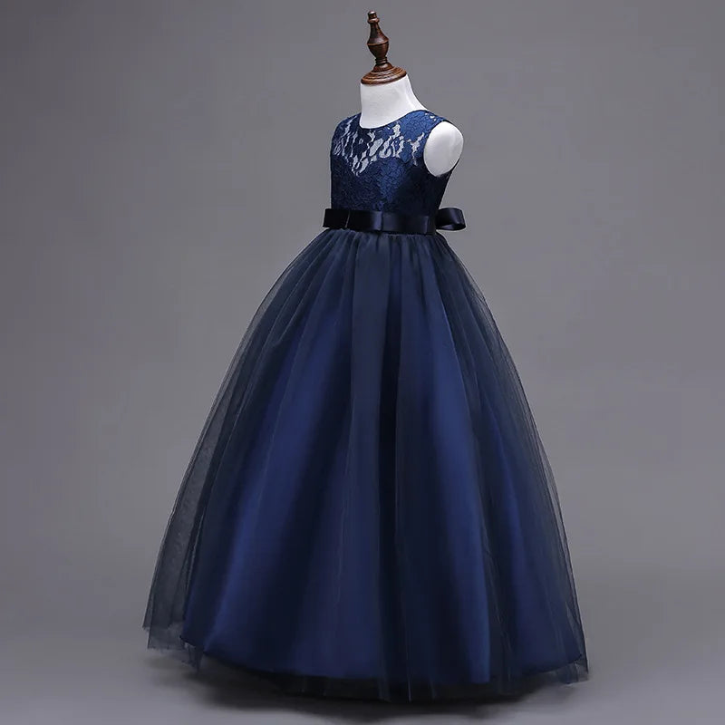 Teen Elegant Dresses For Girls Lace Dress Embroidered Gown Princess Children Formal Evening Kids Flower Girls Wedding Vestidos