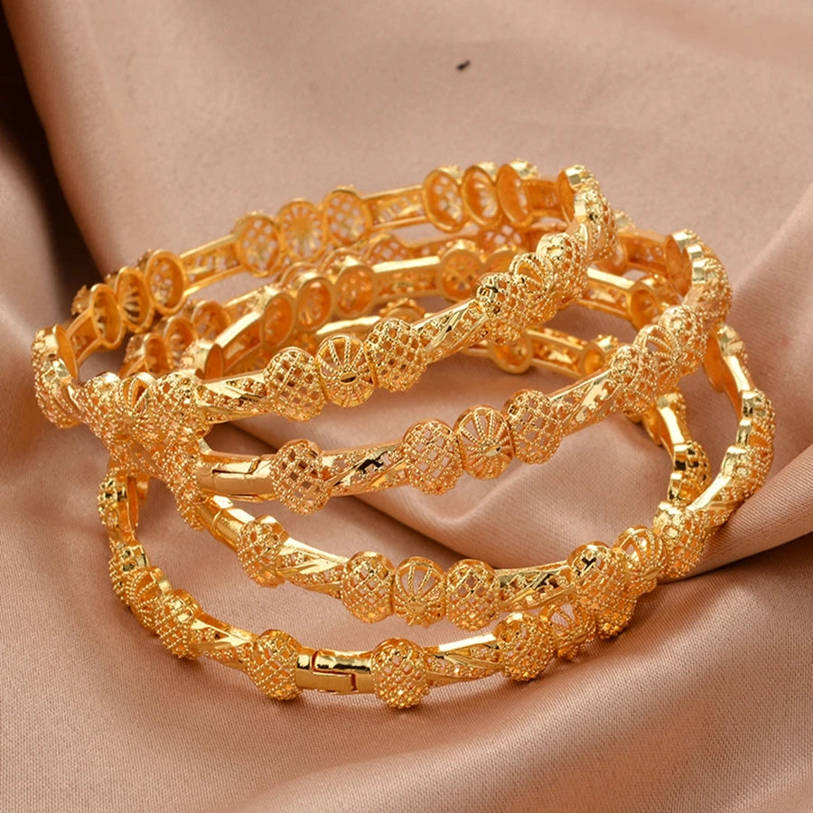 Women bangles Middle Eastern Bangles Gold Color Arab Bracelets for Wife girls wedding jewelry