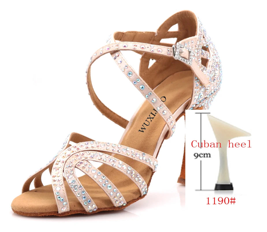 WUXIJIAO Jazz shoes Latin dance shoes female Latin Salsa girl casual shoes silver bronze skin