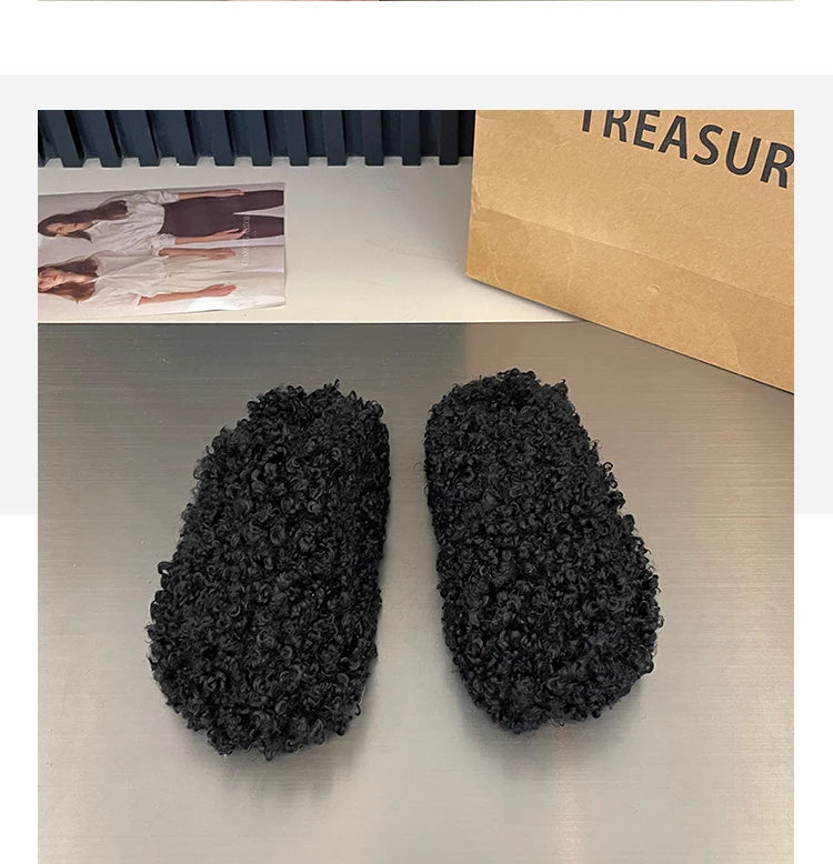 Shoes Woman 2025 Cover Toe Slippers Casual Platform Fur Flip Flops Pantofle Luxury Plush New Slides Shoes Woman 2024 Plush Slipp