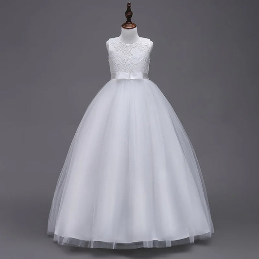 Teen Elegant Dresses For Girls Lace Dress Embroidered Gown Princess Children Formal Evening Kids Flower Girls Wedding Vestidos