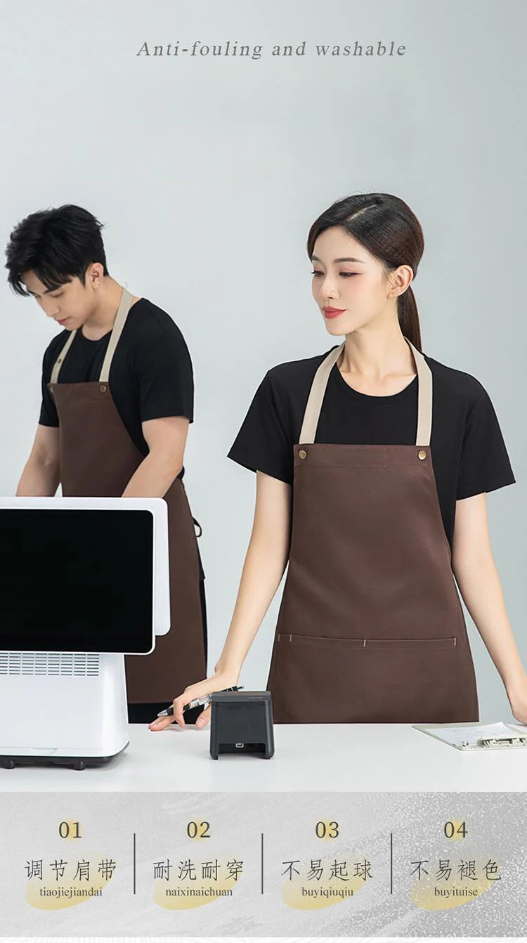 Kitchen Apron Custom Logo Polyester Plain Mandiles for Man Women Restaurant Bar Waiters Chefs Cleaning Bibs Nail Salon Aprons