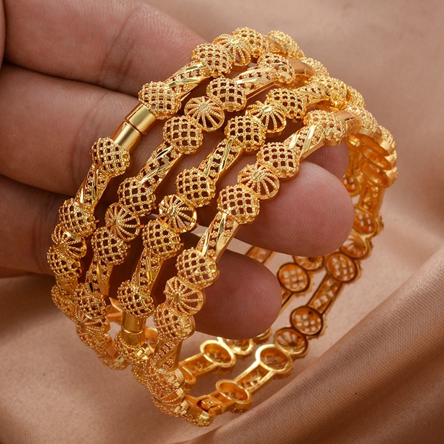 Women bangles Middle Eastern Bangles Gold Color Arab Bracelets for Wife girls wedding jewelry