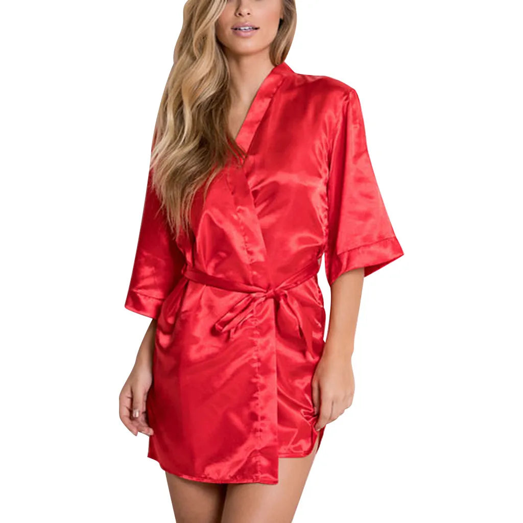 Women'S Pajamas Womens Sexy Satin Sleepwear Lingerie Nightwear  Night Gown Robe Women'S High-Quality And Comfortable Nightgown