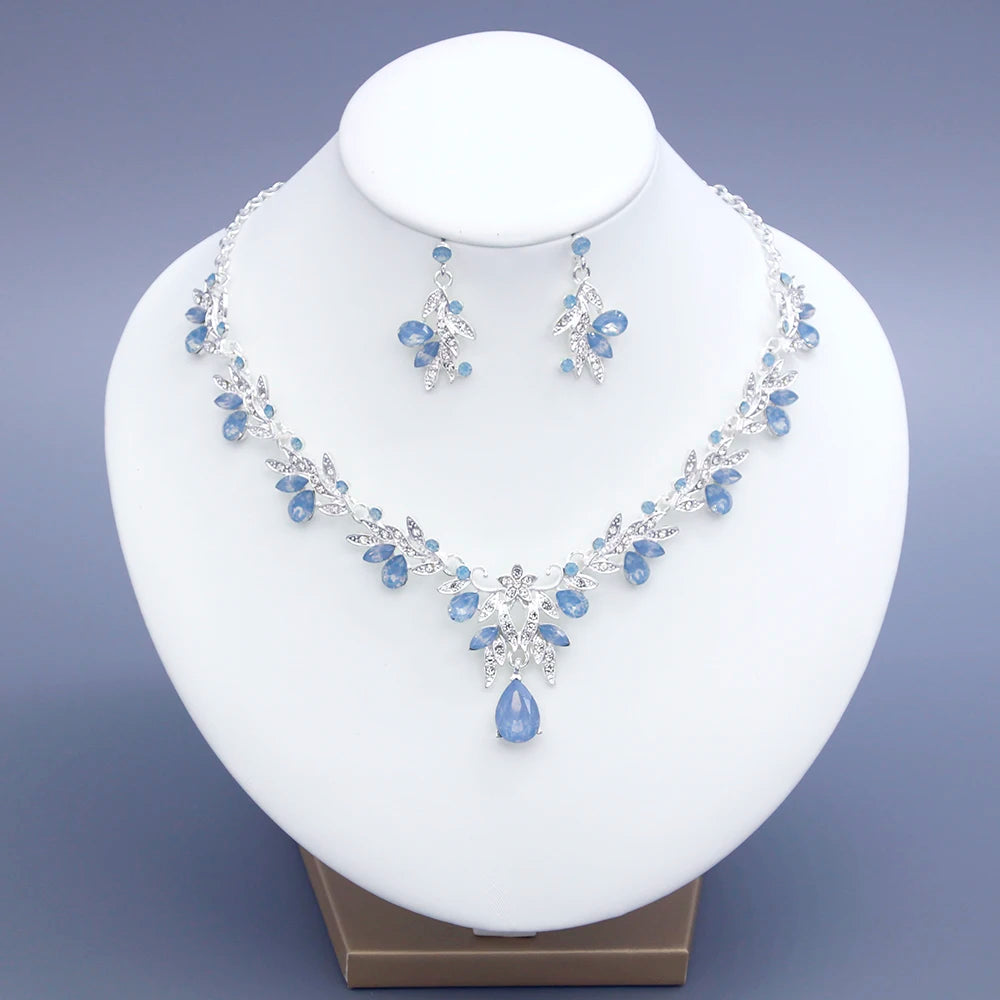 Bridal Crown Jewelry Sets for Women Princess Tiaras and Crowns Choker Necklace Earring Wedding Dress Jewelry Costume Accessories