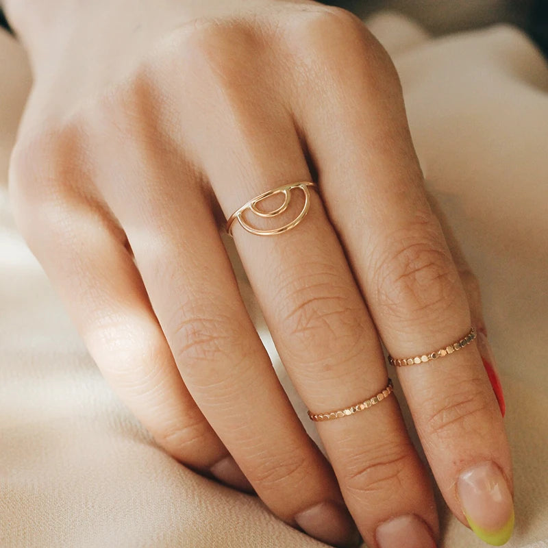 Rainbow Ring14K gold filled Knuckle Ring Boho Gold Jewelry Anillos Mujer Minimalistic Stacking Bohemian Ring for Women