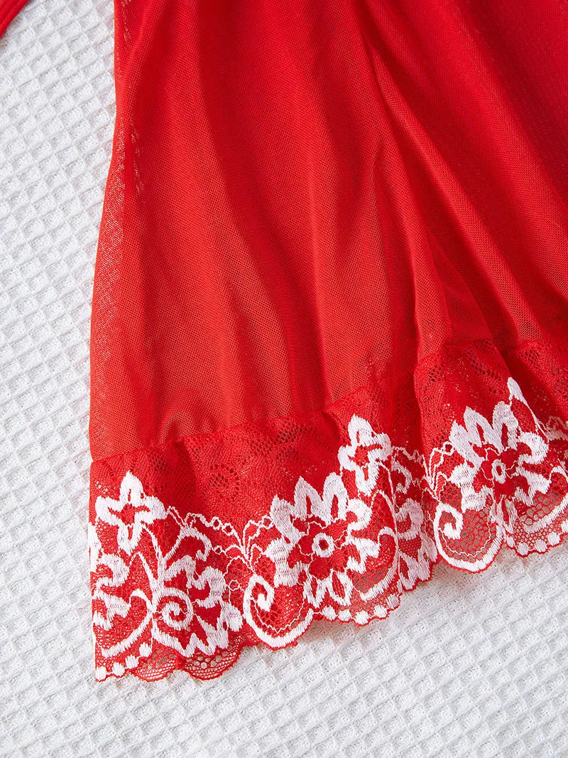 Nightdress And Panty Pijamas Sets Women Underwear Lace See Through Sleepwear Sexy Lingerie Drees Female Sexy Nightwear For Night