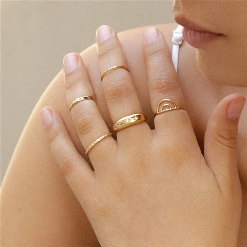 Rainbow Ring14K gold filled Knuckle Ring Boho Gold Jewelry Anillos Mujer Minimalistic Stacking Bohemian Ring for Women