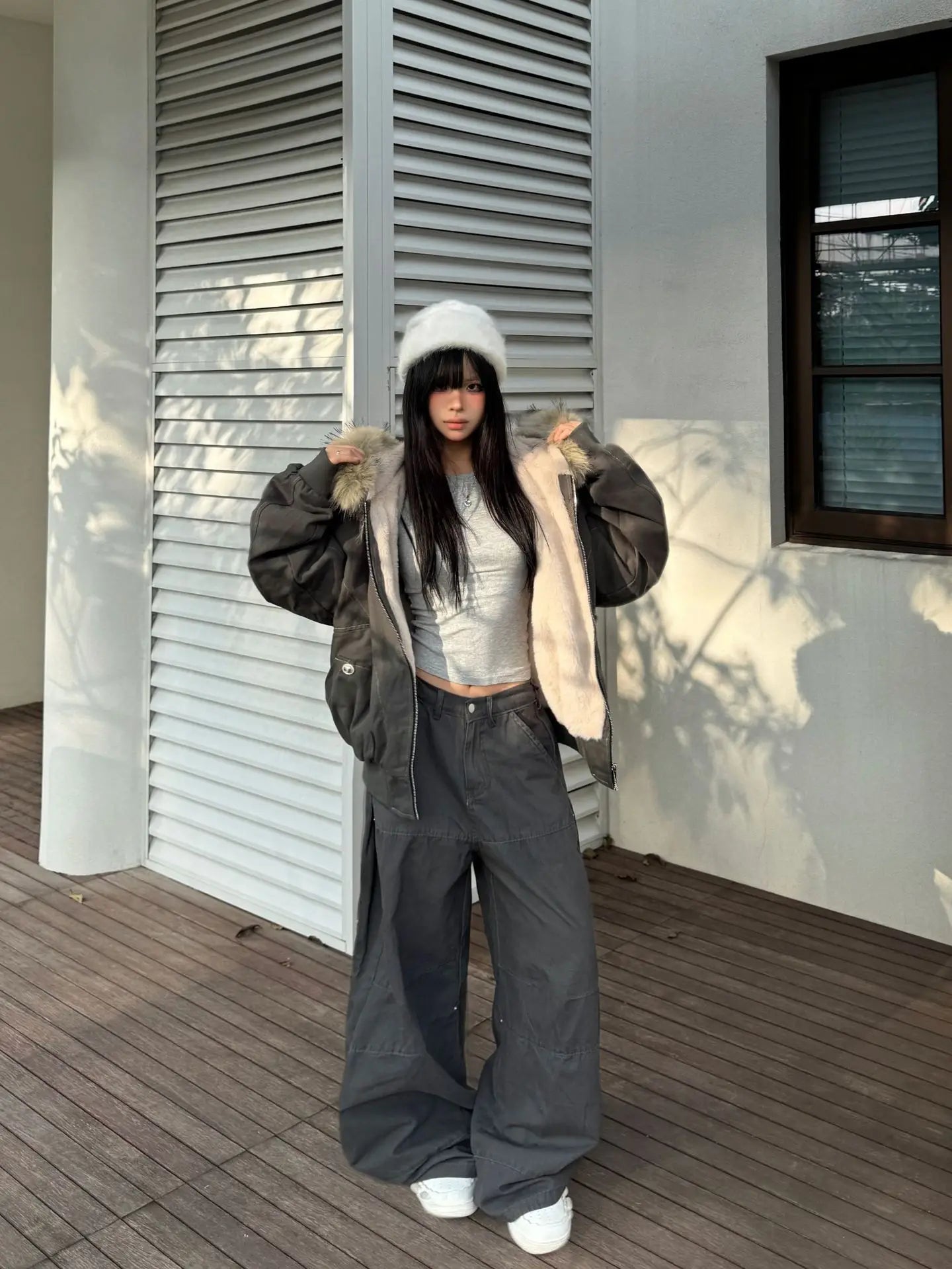 Winter Jackets Fur Collar Parkas Women Vintage Thicken Fleece Warm Jackets Streetwear Harajuku Hip Hop Padded Jackets Outwear