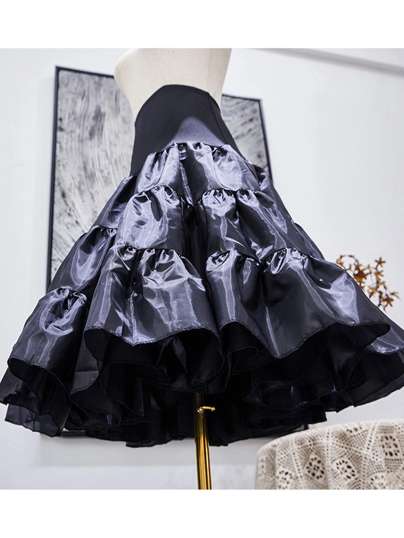 Skirts women black petticoat crinoline underskirt satin under skirt for dresses interior combination tutu skirt for girl no hoop