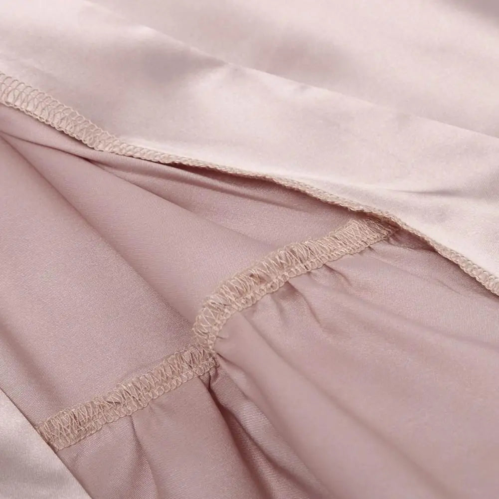 Women Sleeping Robes Silky Sleepwear Ruffle Lace Up Lady Sleeping Gown Smooth Surface Women Nightdress Sleeping Clothes
