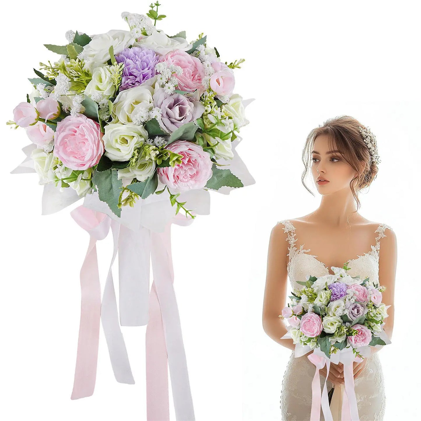 Wedding Bride Bouquets Elegant Wedding Accessories Artificial Bridal Bouquet for Party Wedding Photo Prop Anniversary Decoration