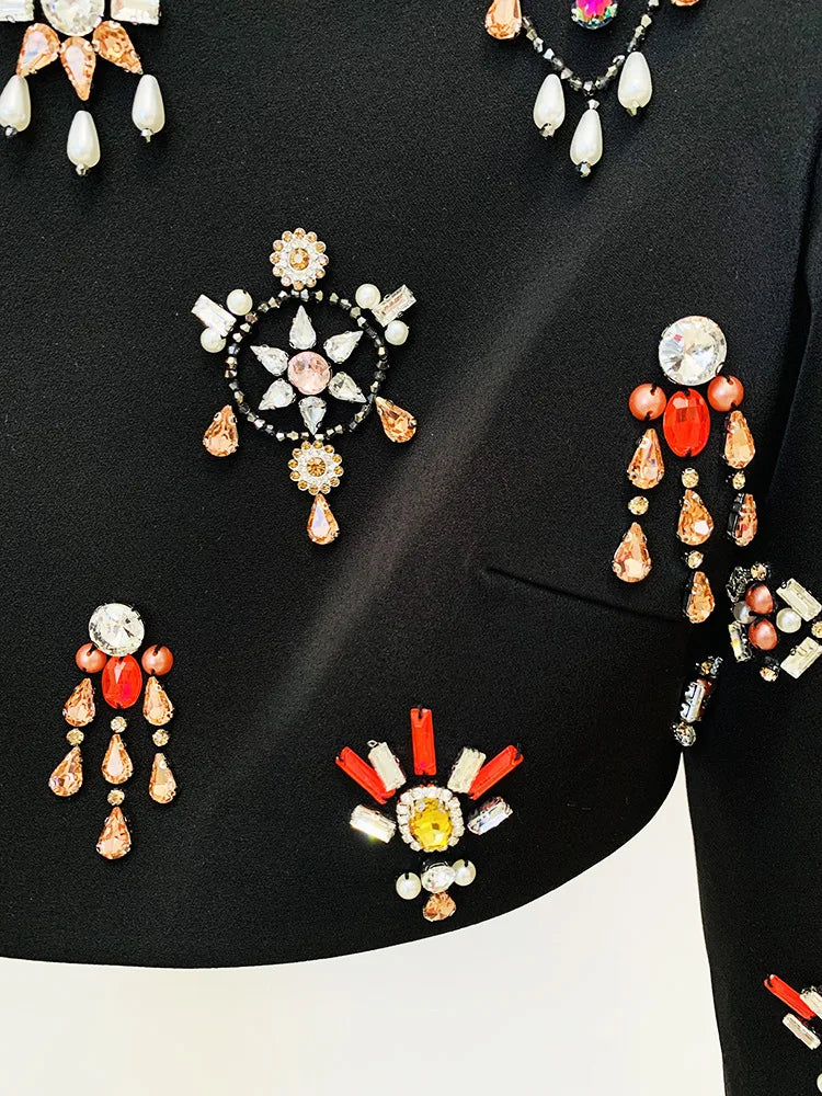 Women's Clothing Two-piece Suits Star Fashion New Style Heavy Beaded Diamond Short Top and Skirt Suit Dress Matching Sets