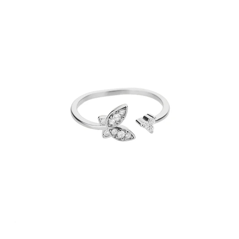 AAA Zircon Simple Geometric Ring Elegant Women's Daily Work Opening Adjustable Rings for Women Bridal Engagement Jewelry Gift