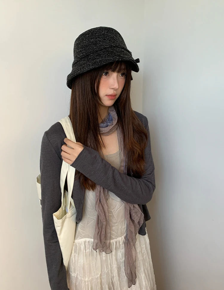 Fashionable Bow-Tie Bucket Hat For Women Which Makes Your Face Look Smaller New Retro Versatile Hat For Autumn And Winter