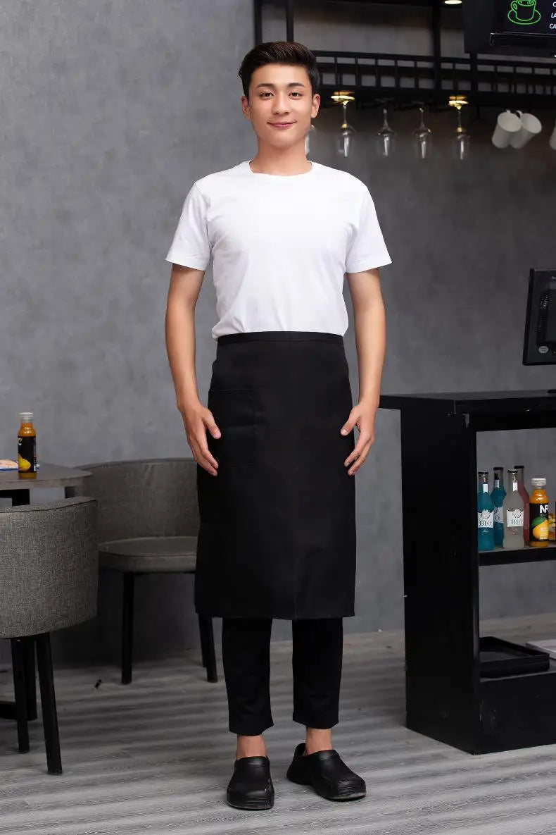 Catering Kitchen Apron for Women/Men With Pockets Work Mandil Cleaning Pinafore Restaurant  Chef Apron Shop Waiter Work Uniform