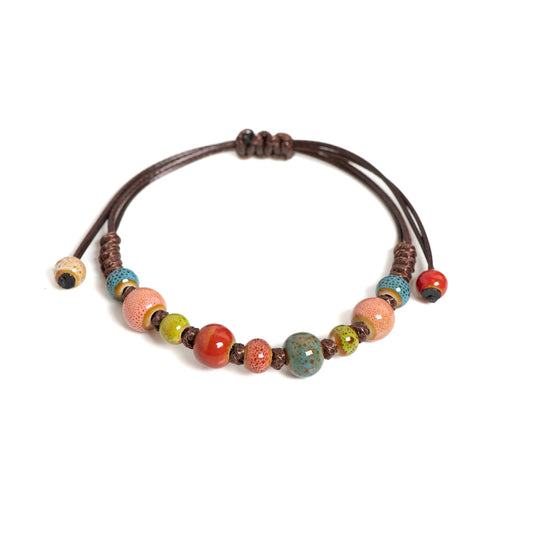 Colorful Handmade Ceramic Bracelet Adjustable Vintage Style Jewelry for Women and Men 1156