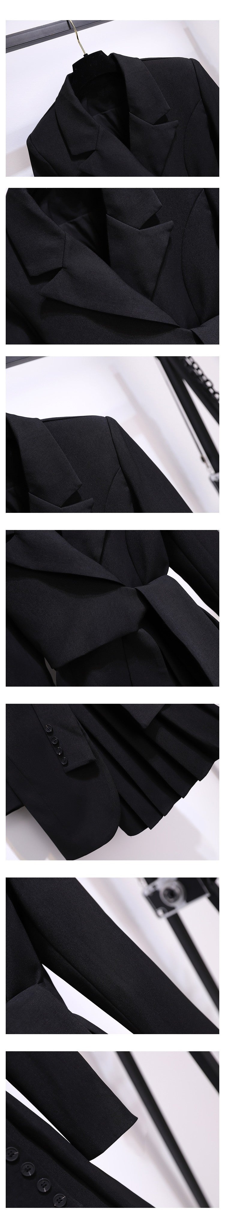 Blazer Women 2025 Spring New Fashion Women Clothing Suit Skirt Jacket Belt Waist Slim Suit Women Blazer Long Coat Black Blazers