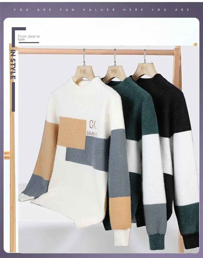 Sweater Men's Autumn/winter Crewneck Bottom Knit Men's Soft Waxy Thermal Top Men's Sweater Jumper Comfortable Stylish