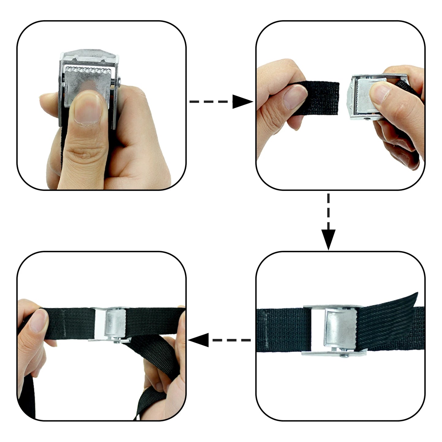 10-Pack 2.6cm*5m Rope Strong Ratchet Belt Black Buckle Tie-Down Belt Cargo Straps for Car Motorcycle Bike Metal Buckle