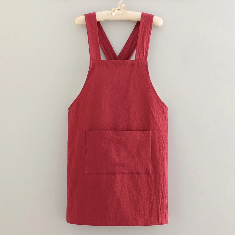 Kitchen Apron Loose Comfortable Cotton Cloth Apron Kitchen Cleaning Apron Breathable Waist Work Clothes For Painting Barber